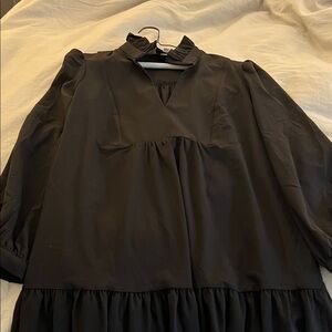 Tuckernuck Black Ruffled Collar Dress